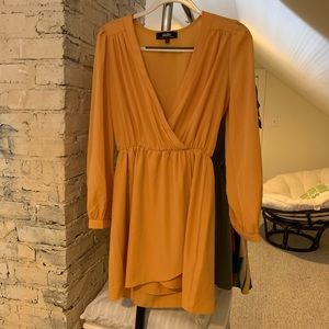 Lulus wrap dress, mustard, size large (L)